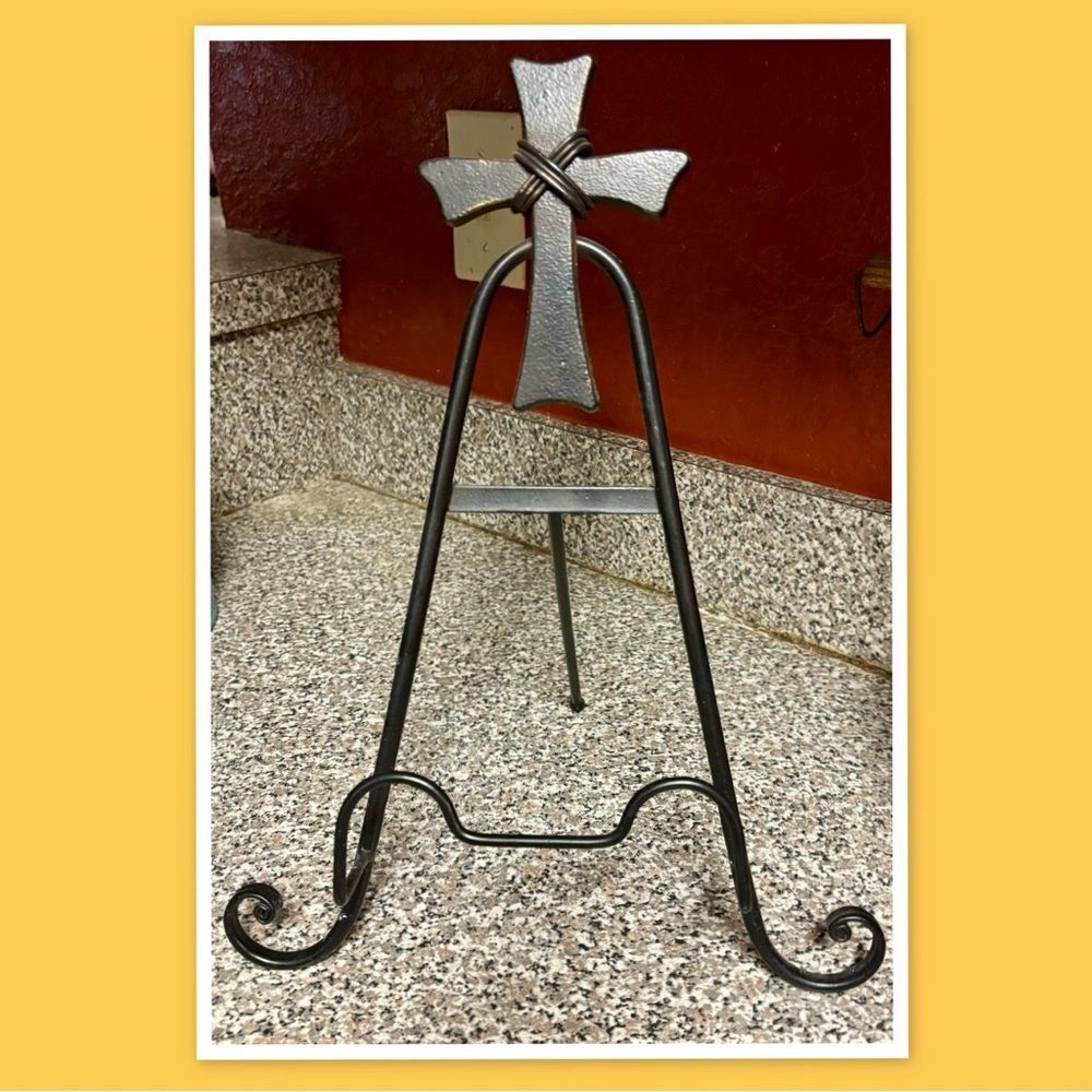 Metal Cook Book Holder Stand with Cross